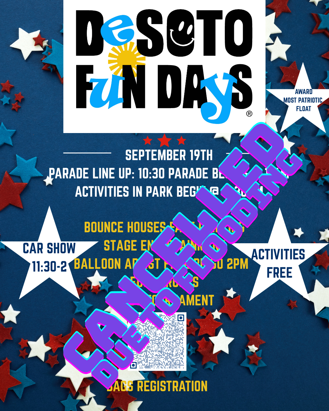 DeSoto Fun Days 2026 - canceled flyer Red White and Blue Bold (1)